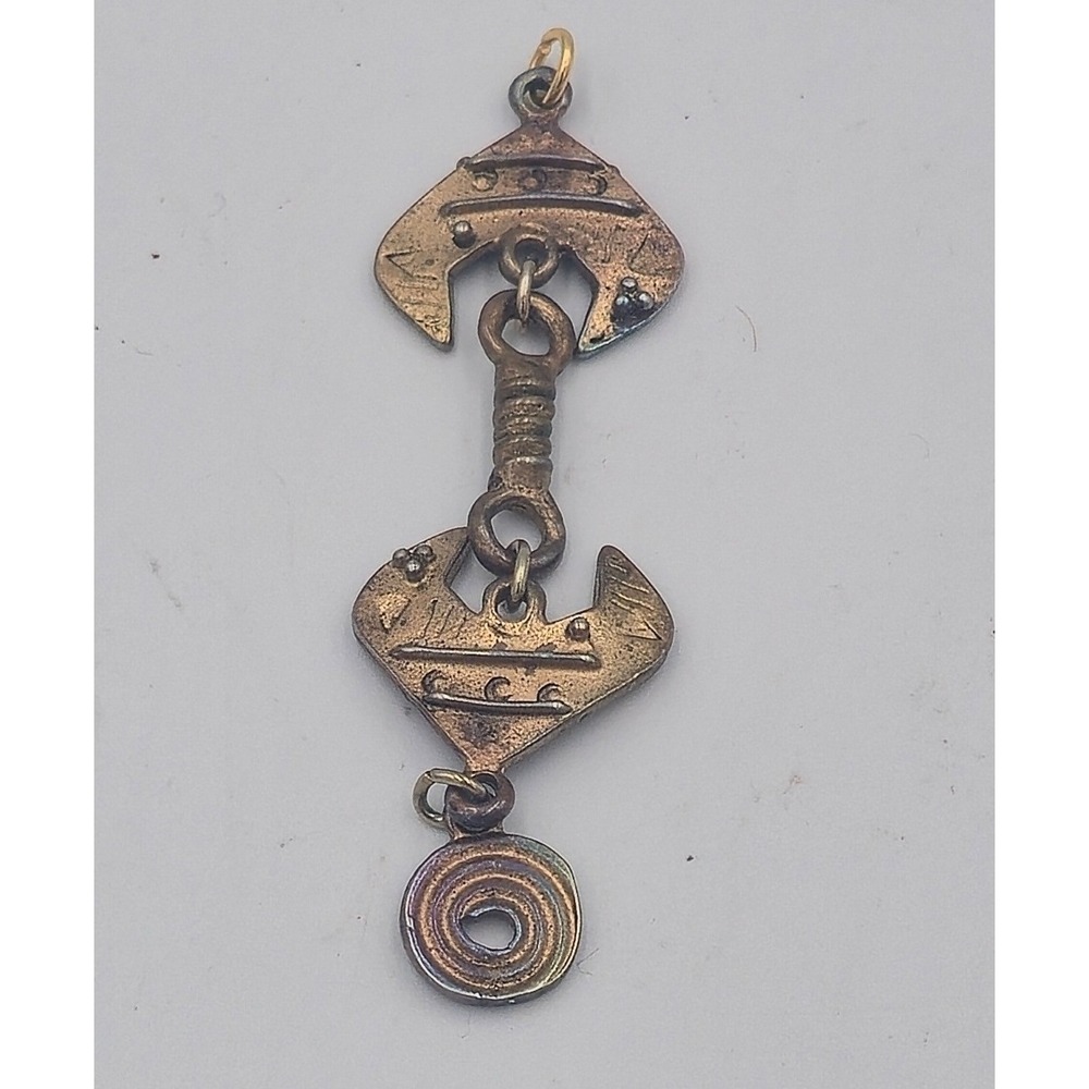 Unbranded Pendant Women OS Bronze Good Vintage Brutalist Tribal Tiered Spiral